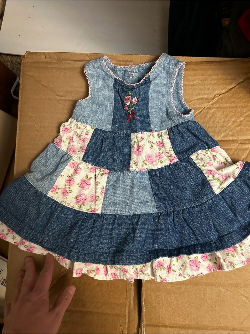 The Children's Place Blue Denim & Pink Rose Patchwork Dress
